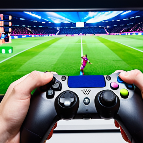 Home 11 Controller Setup**
*Prompt:* A gamer intensely focused on their screen, hands gripping a controller. The controller is highlighted, showcasing customizable button mappings. In the background, a vibrant FC Online match is displayed. Emphasize precision and control.
**
