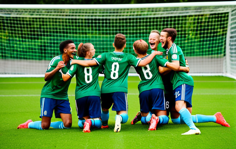FC온라인 포지션 기본기 - 4-3-3 Formation in Action**

"A vibrant football match scene, focusing on a 4-3-3 formation in full ...